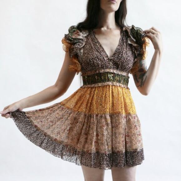 Ulla Johnson Dresses & Skirts - Like New Ulla Johnson Ivy Silk Ruffle Sleeve Floral Mini Dress, Size 2